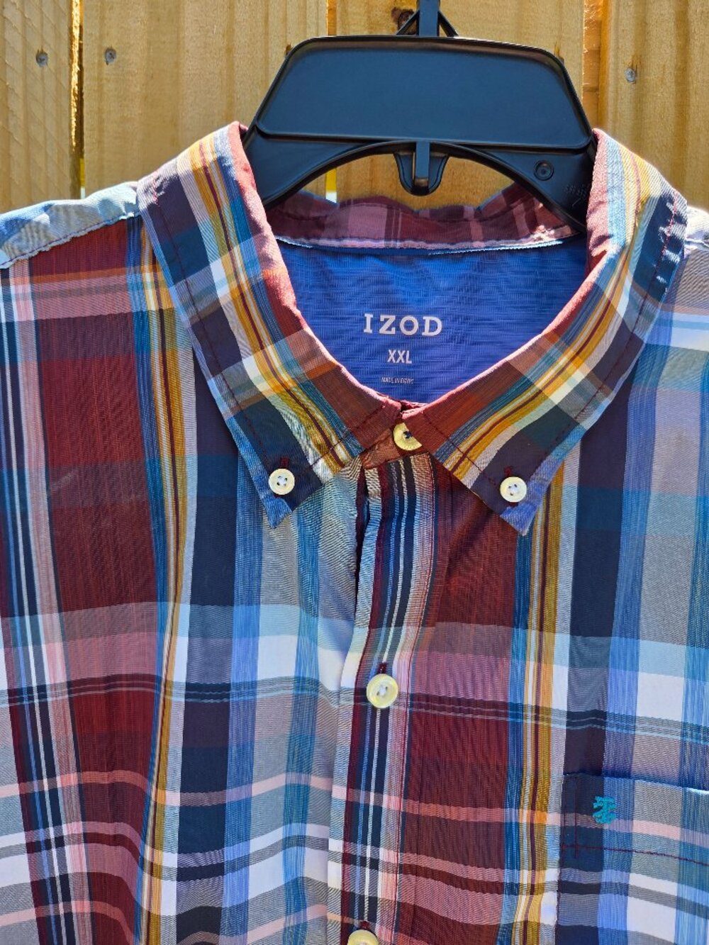IZOD Men's XXL Short Sleeve Button Front Shirt Multi Color Striped Casual